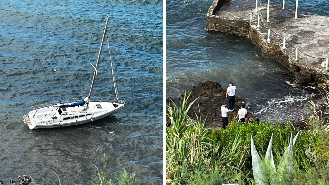 La barca incagliata e i soccorsi della guardia costiera