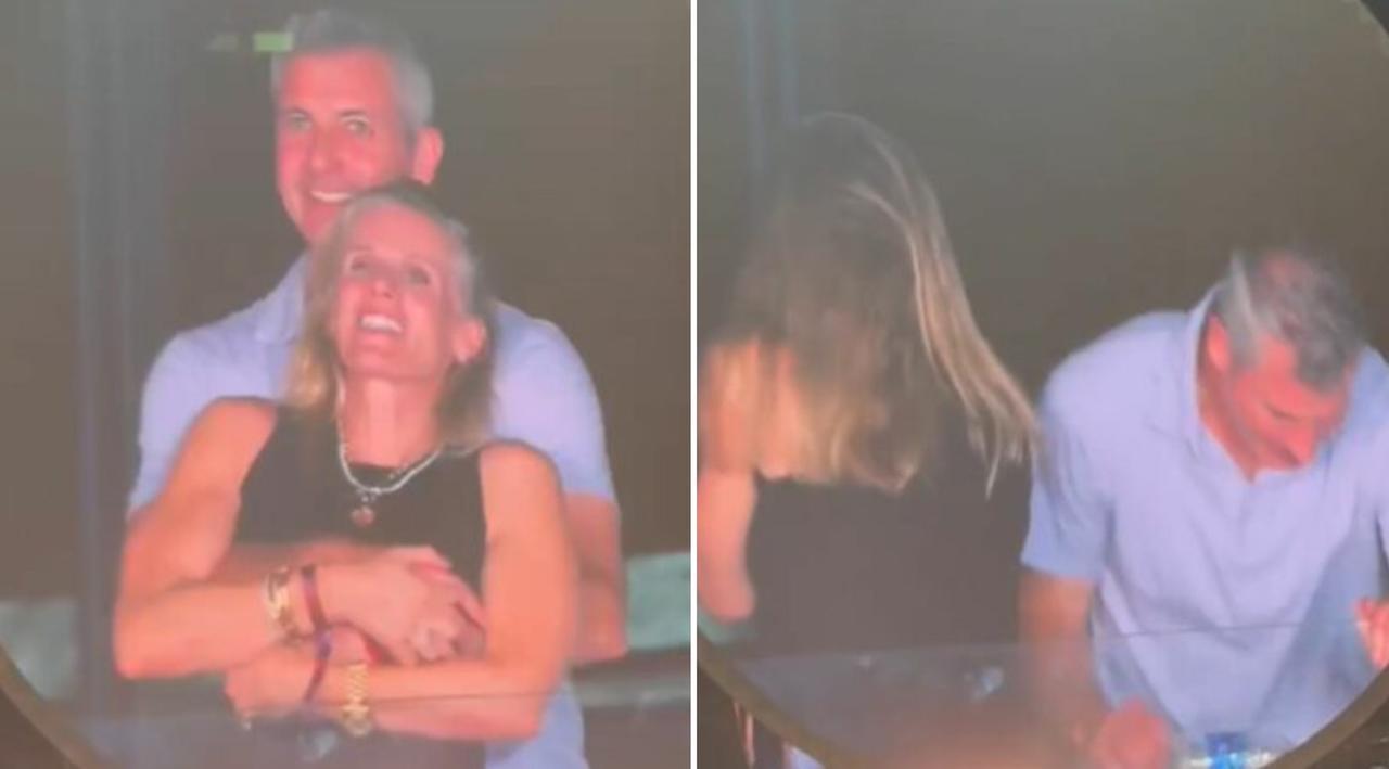 
	Due frame della reazione di Kristin&nbsp;Cabot e Andy Byron

