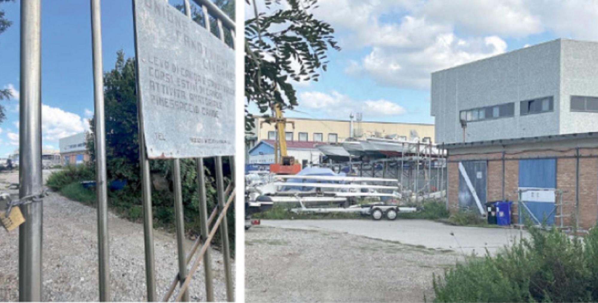 Il capannone che si affaccia sullo Scolmatore (foto Stick)