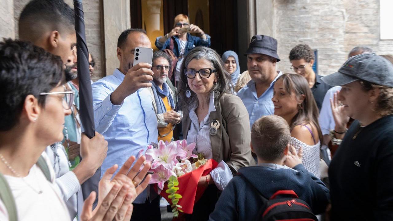 Francesca Albanese dopo l'incontro in municipio