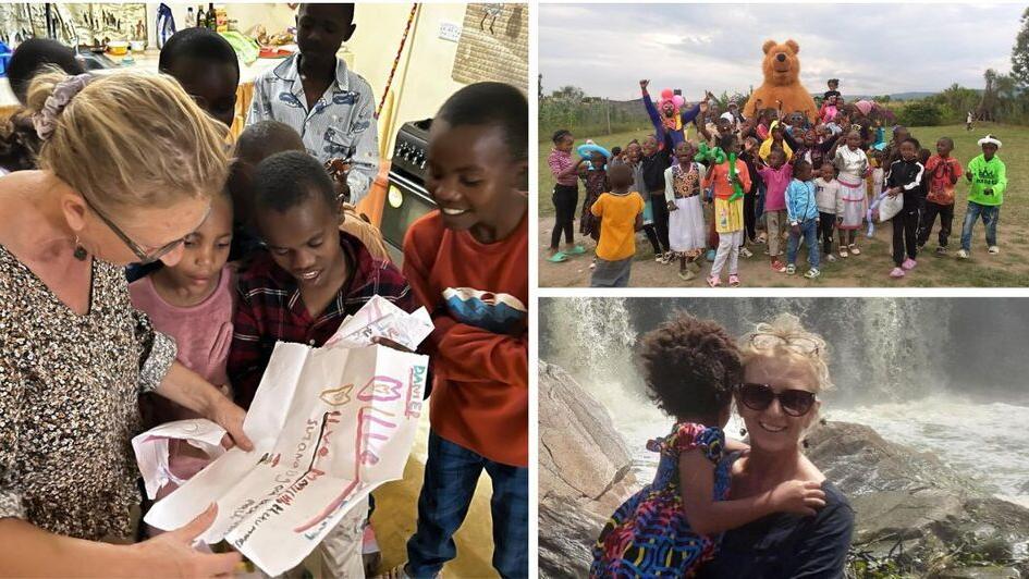 A sx Susanna Ureni con i “suoi” bambini; a dx una festa organizzata da Sawa Sawa e Ureni con la figlia Jamila