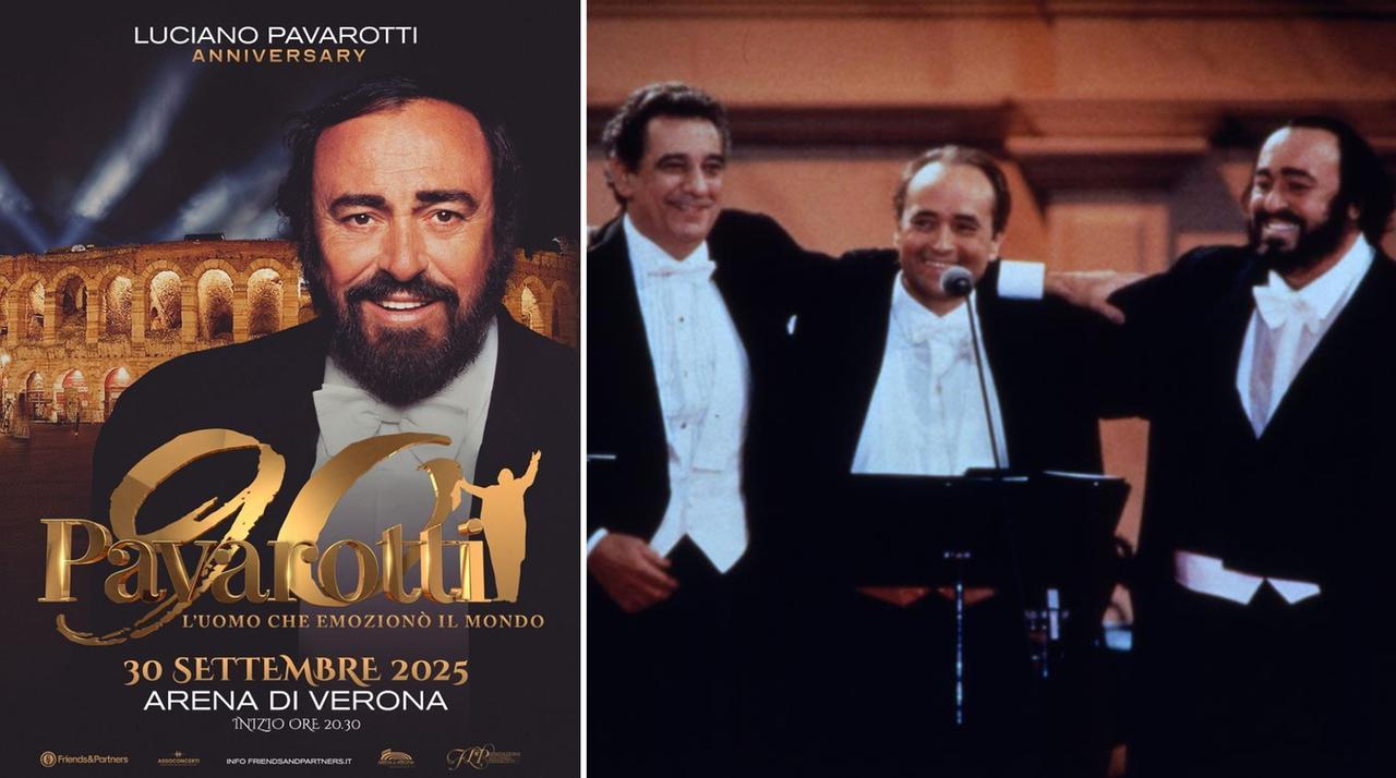 
	La locandina dell'evento e i Tre Tenori

