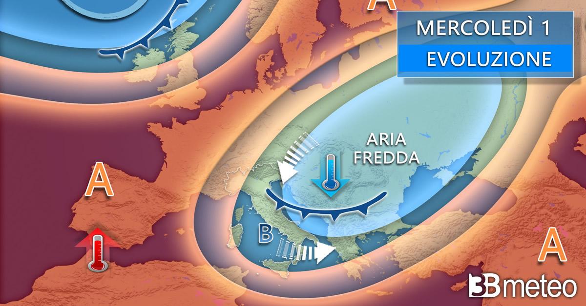 
	La massa d'aria fredda in arrivo in Italia

