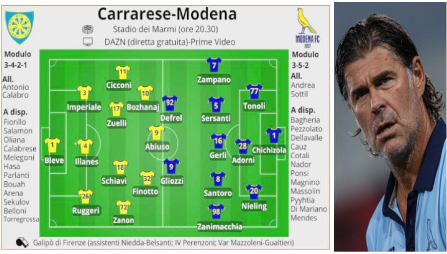 Il Modena sfida la Carrarese degli ex