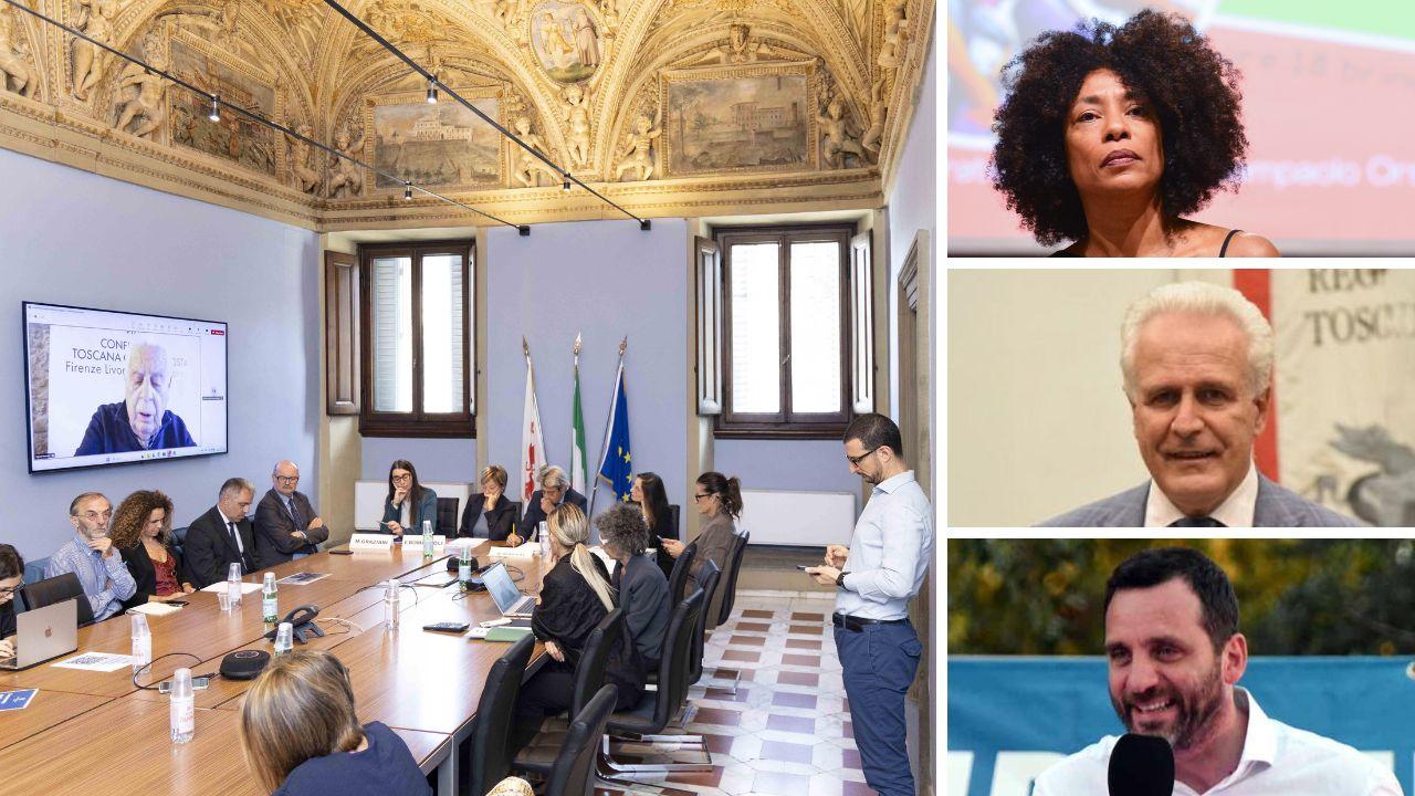
	La presentazione delle priorit&agrave; di Confindustria Toscana: a dx&nbsp;i tre candidati alla Regione Antonella Bundu, Eugenio Giani e Alessandro Tomasi

