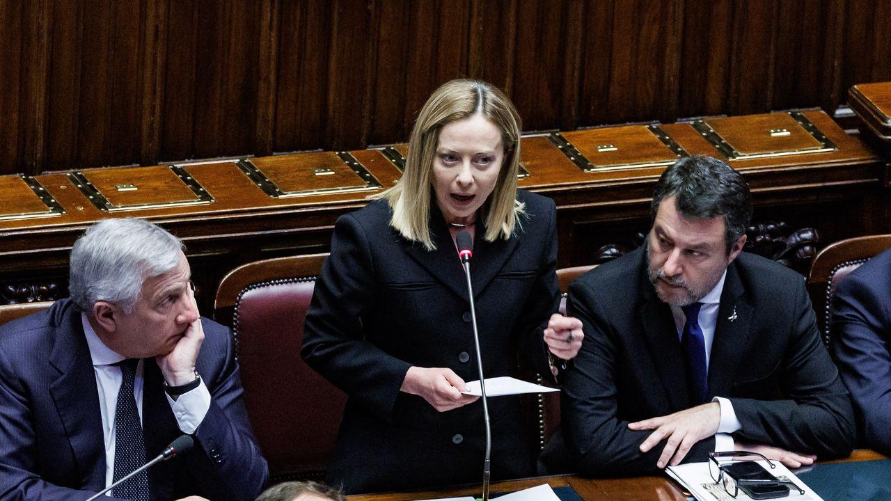 La premier Meloni insieme a Antonio Tajani e Matteo Salvini 