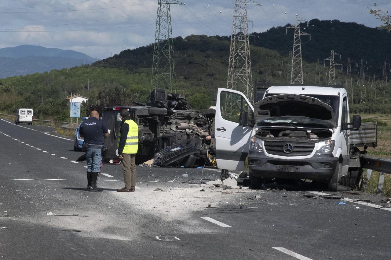 
	L'incidente sull'Aurelia a Grosseto (foto Bf)

