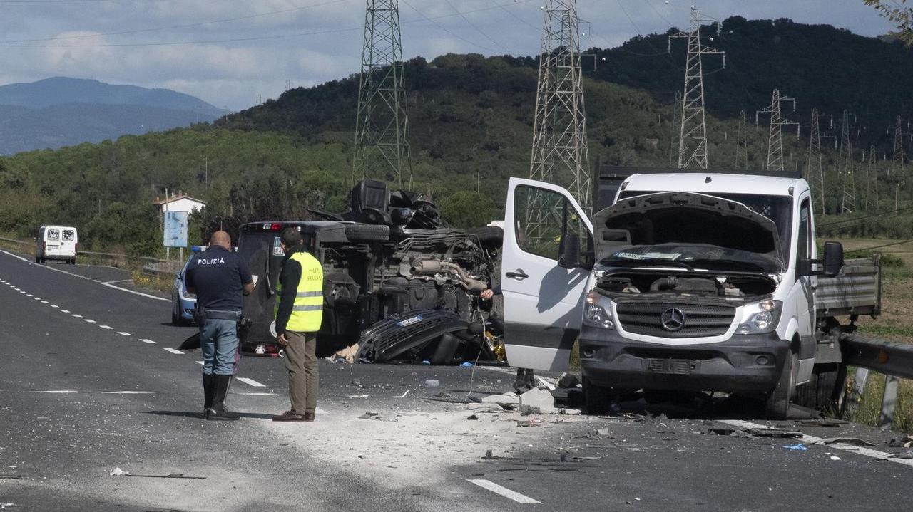 L'incidente sull'Aurelia a Grosseto (foto Bf)
