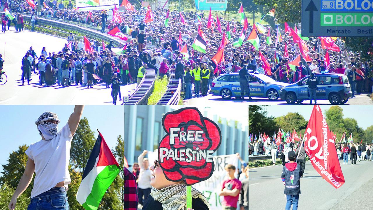 A Modena 15mila manifestanti bloccano la tangenziale: «Palestina libera, il Governo intervenga»