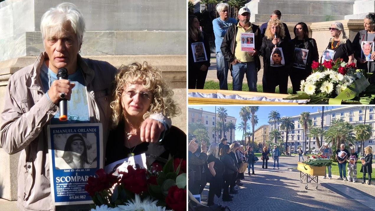 Roberta con Pietro Orlandi e gli altri famigliari degli scomparsi