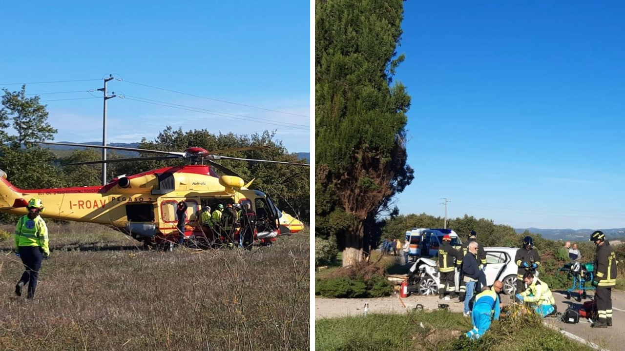 
	L'incidente e l'arrivo del Pegaso (foto dai Vigili del fuoco)


