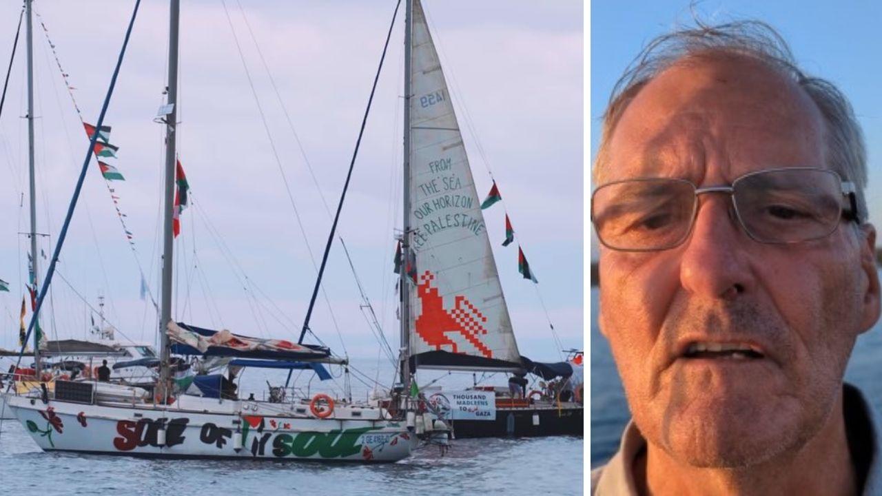 Alcune delle barche della Flotilla e lo skipper Cesare Tofani