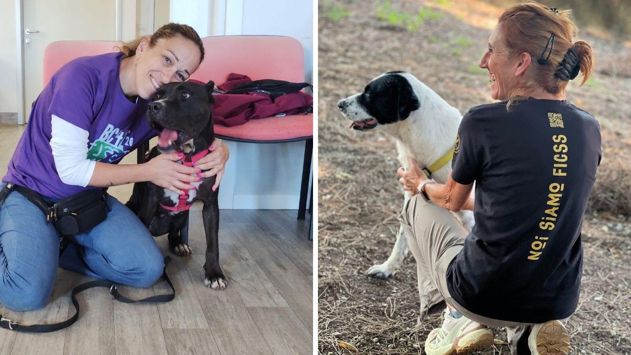 A sinistra Daniela Bortolotti con Perla e a destra Monica Vannelli con Phobos