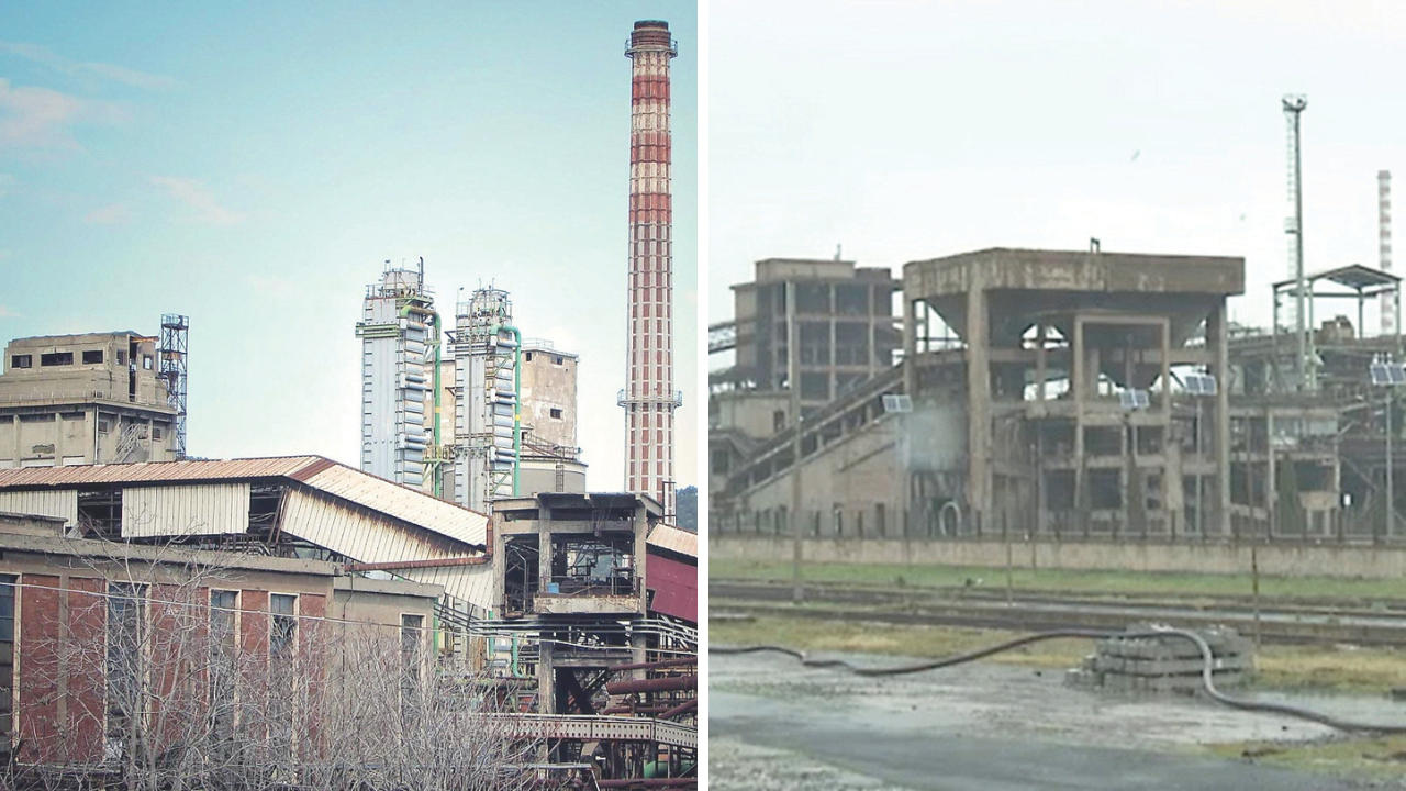 Parte delle strutture dell’area dell’ex cokeria nello stabilimento Jsw Steel Italy a Piombino