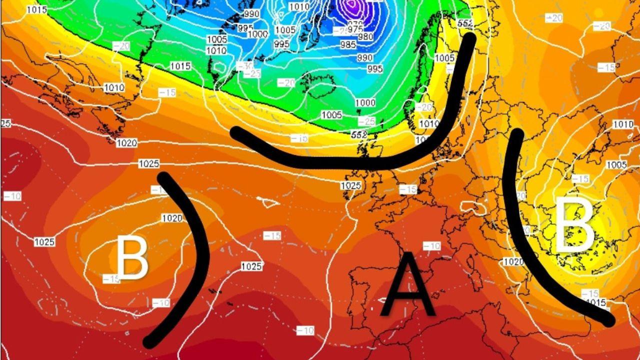 
	L'alta pressione sull'Italia (Elaborazione grafica Cmt)

