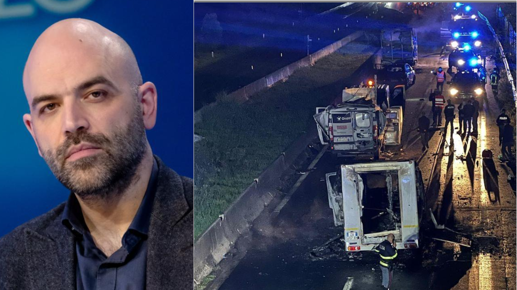 Roberto Saviano e i portavalori assaltati in Toscana nell'aprile 2025