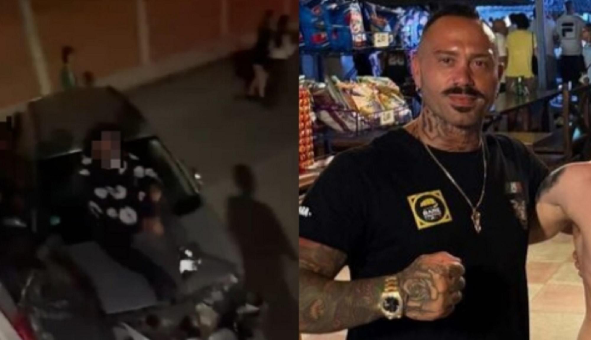 A sinistra uno dei ragazzi colpiti dolorante su un'auto. A destra Federico Gonzaga