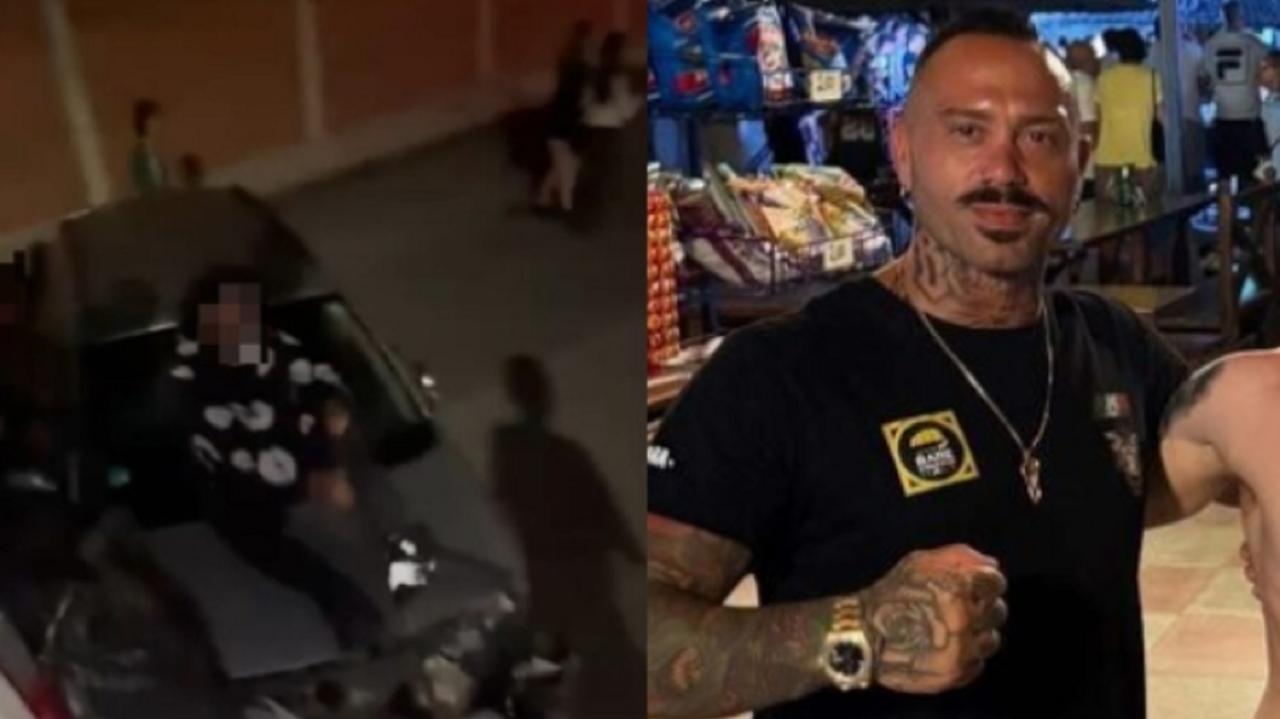 A sinistra uno dei ragazzi colpiti dolorante su un'auto. A destra Federico Gonzaga