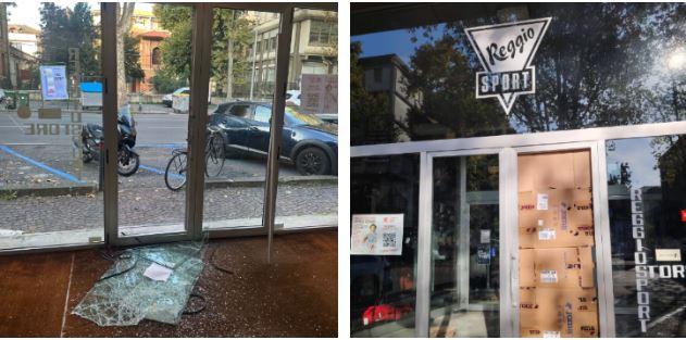 Furto a Reggio Sport, vetrina spaccata con un tombino e fondo cassa razziato