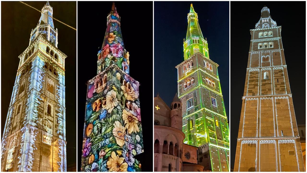 Il videomapping sulla Ghirlandina
