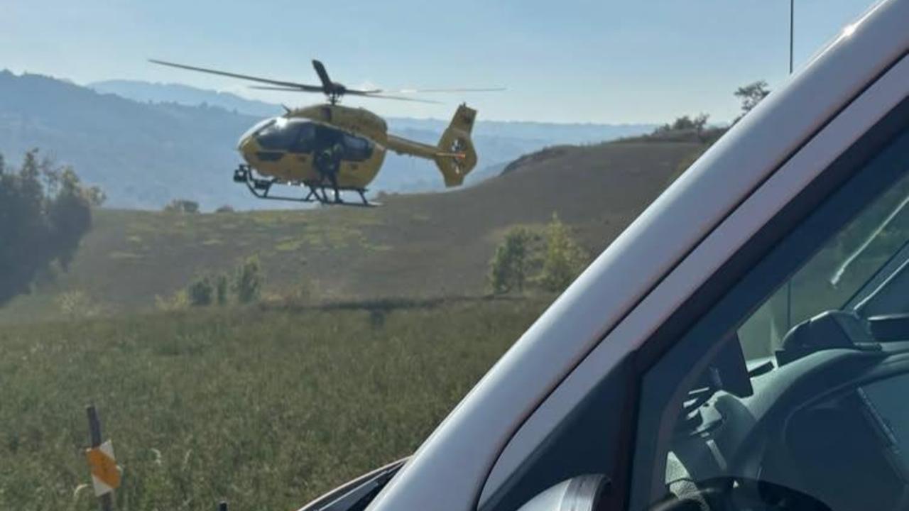 L'arrivo dell'elisoccorso a Ospitaletto