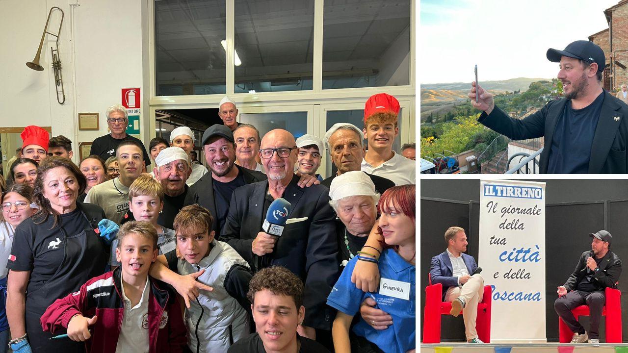 Tommaso Mazzanti alla sagra e durante l'incontro a Terricciola