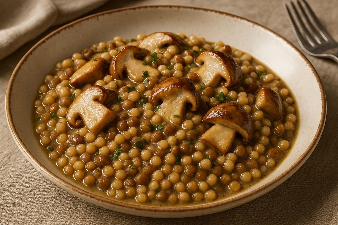 Nel piatto la leggendaria fregula ai porcini