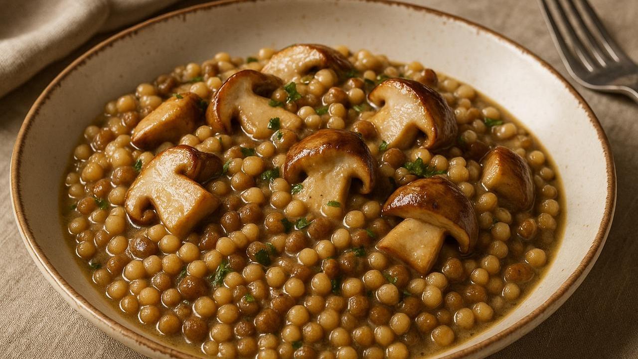 Nel piatto la leggendaria fregula ai porcini