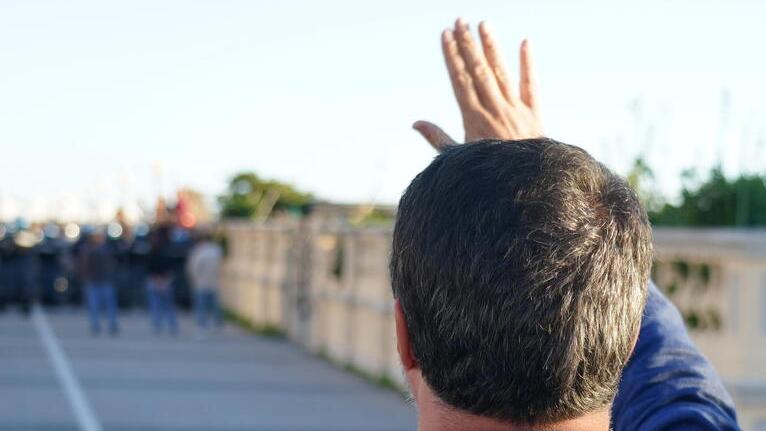 Matteo Salvini a Livorno (foto Stick)