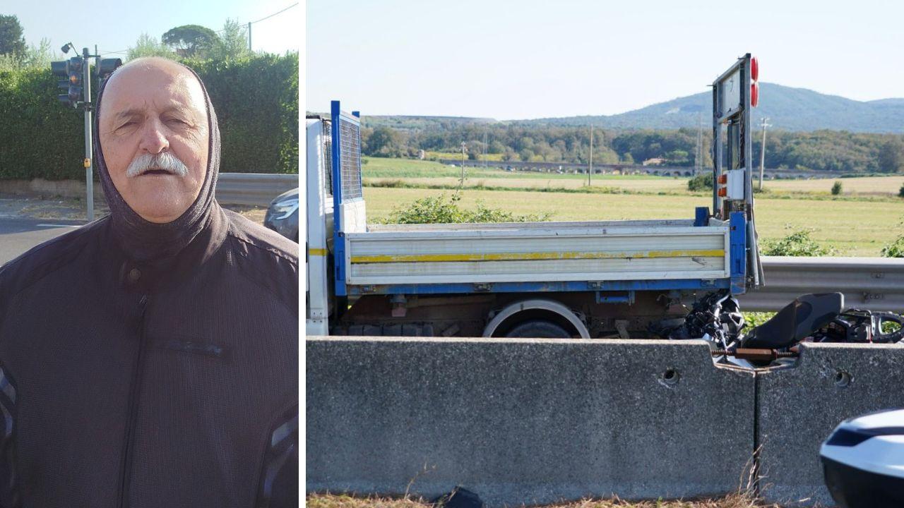 La vittima e il punto dell'incidente (foto Sticck)