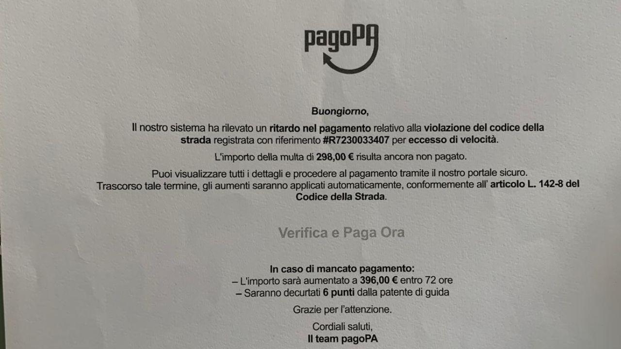 La mail inviata dal truffatore