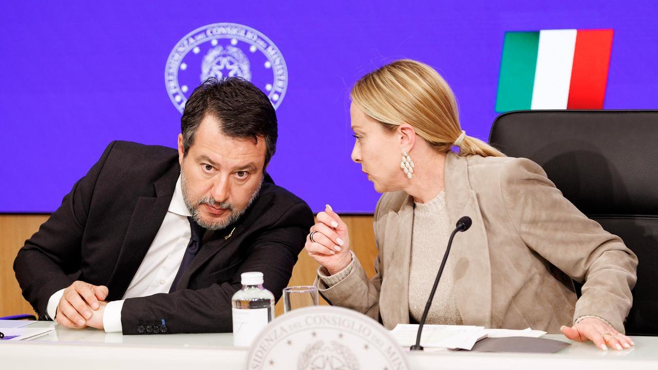 Il ministro Salvini e la premier Meloni