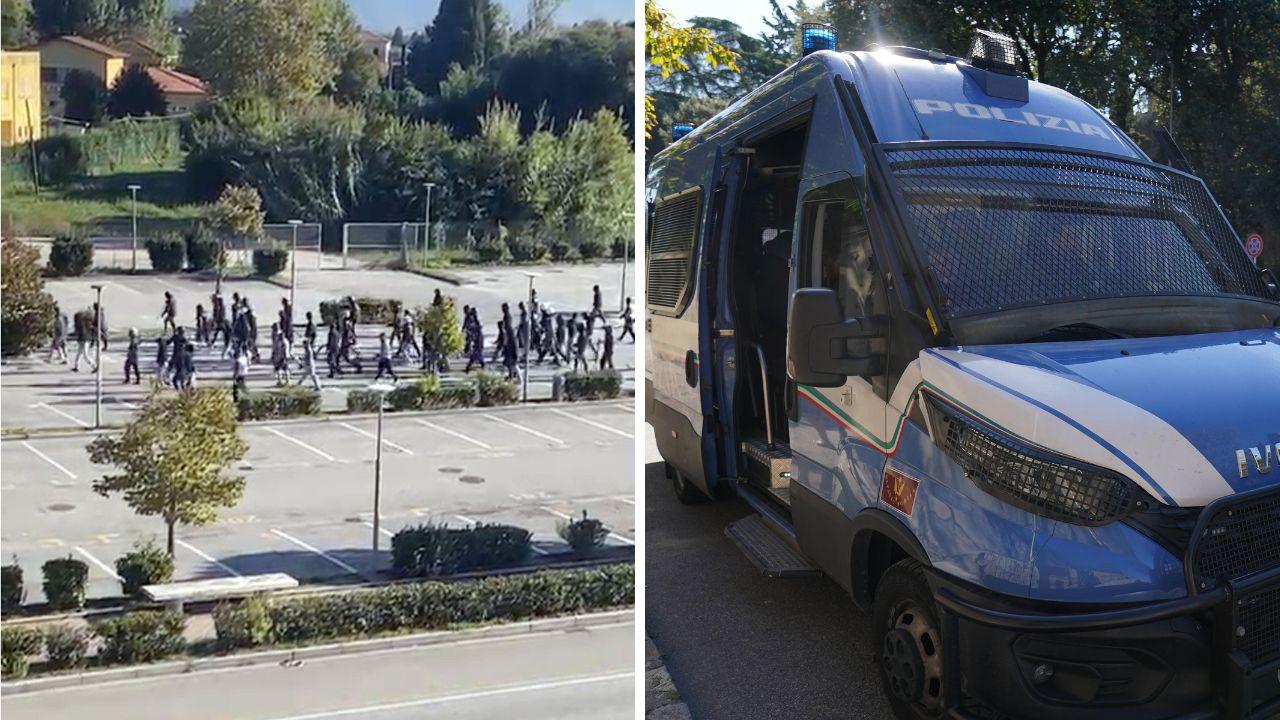 I tifosi viola (a sx) prima del derby