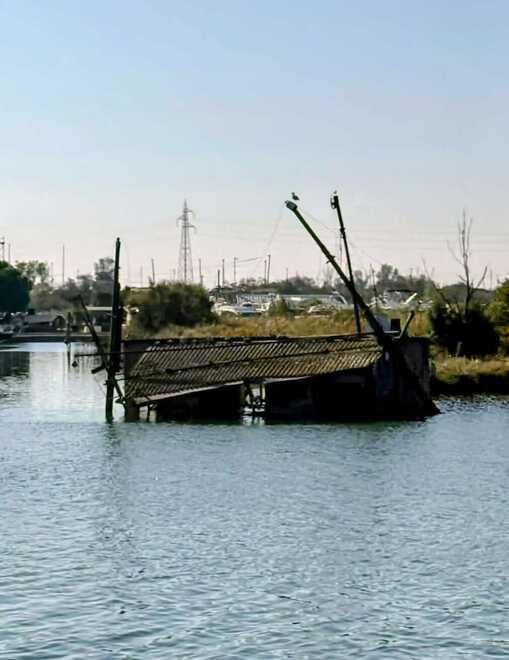 Crollato un bilancione a Porto Garibaldi. «Anni di incuria, così l’eternit è finito in acqua»