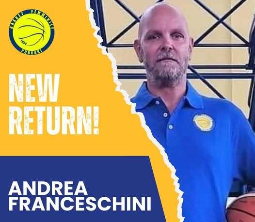
	Andrea Franceschini e il logo del Basket Femminile Porcari

