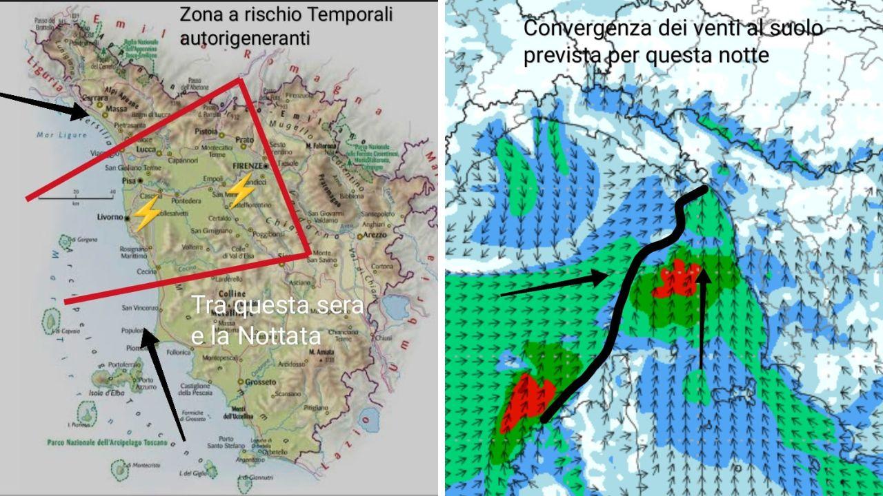 
	La serata di marted&igrave; 21 ottobre in Toscana nell'elaborazione del Centro Meteo Toscana

