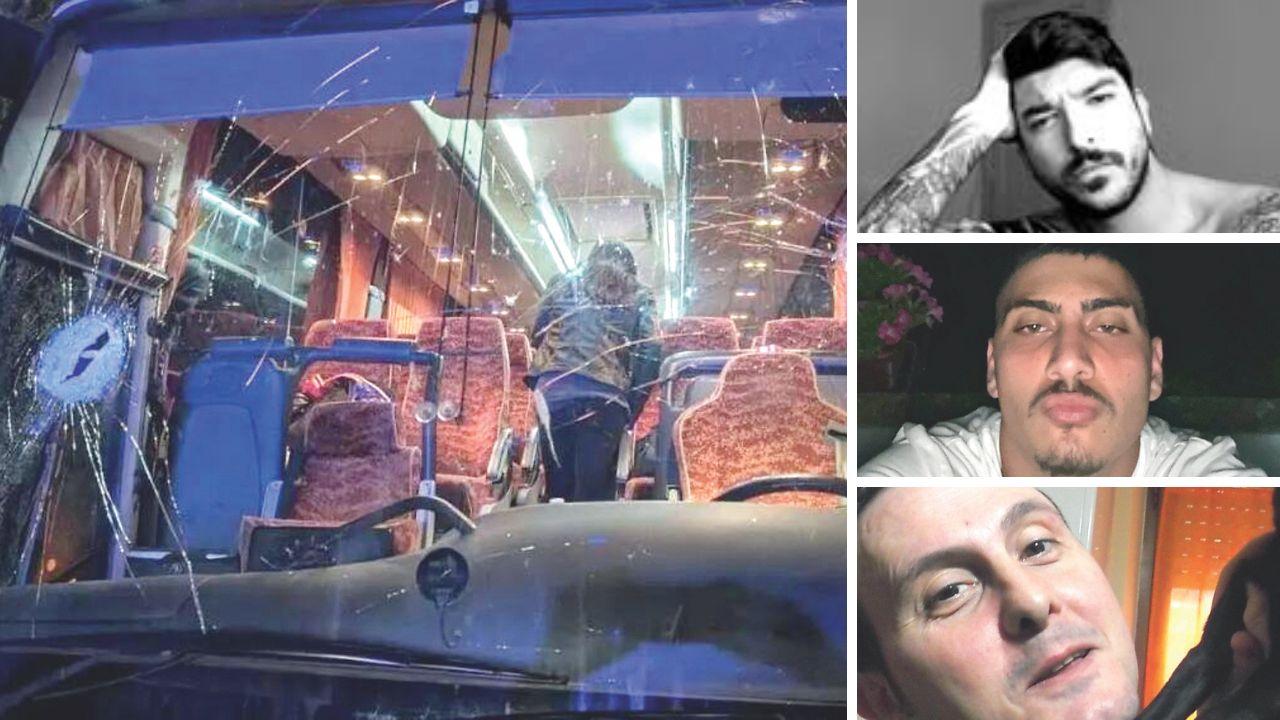 I tre ultrà arrestati: dall'alto Manuel Fortuna, Kevin Pellecchia e Alessandro Barberini