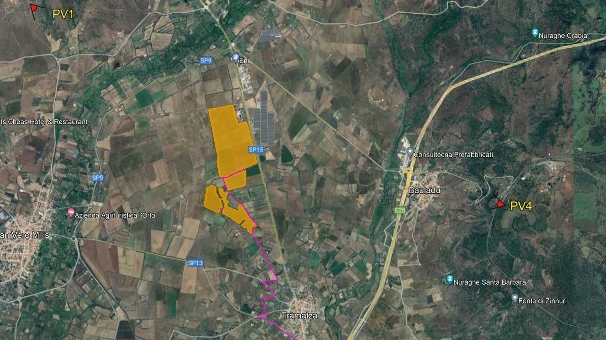 Una porzione del nuovo impianto agrivoltaico