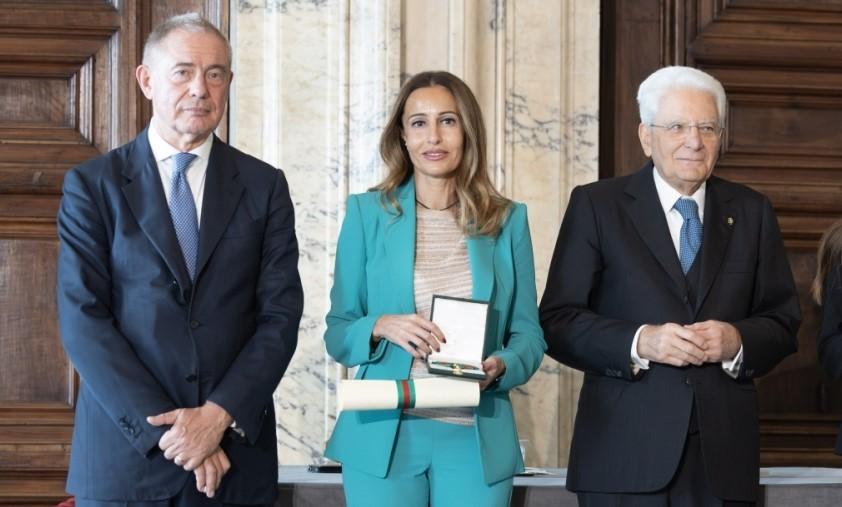 
	Federica Minozzi tra Adolfo Urso e Sergio Mattarella

