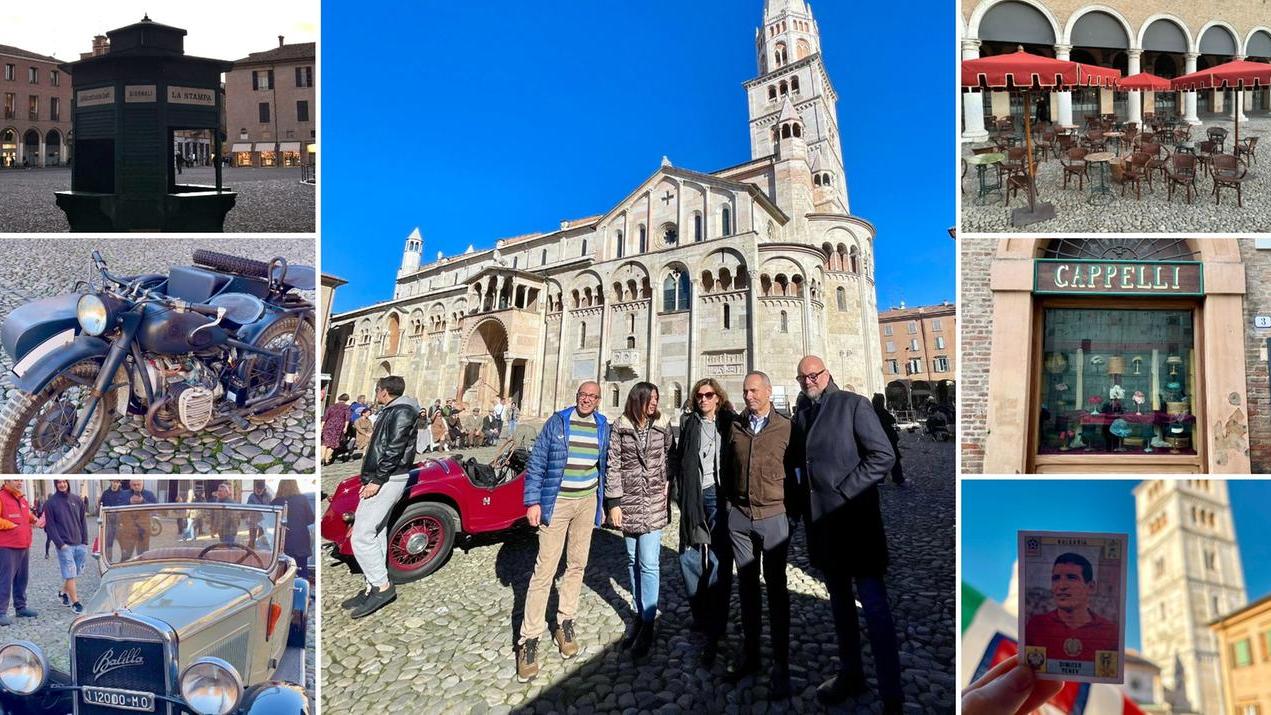 Il set della serie tv sulla famiglia Panini in piazza Grande
