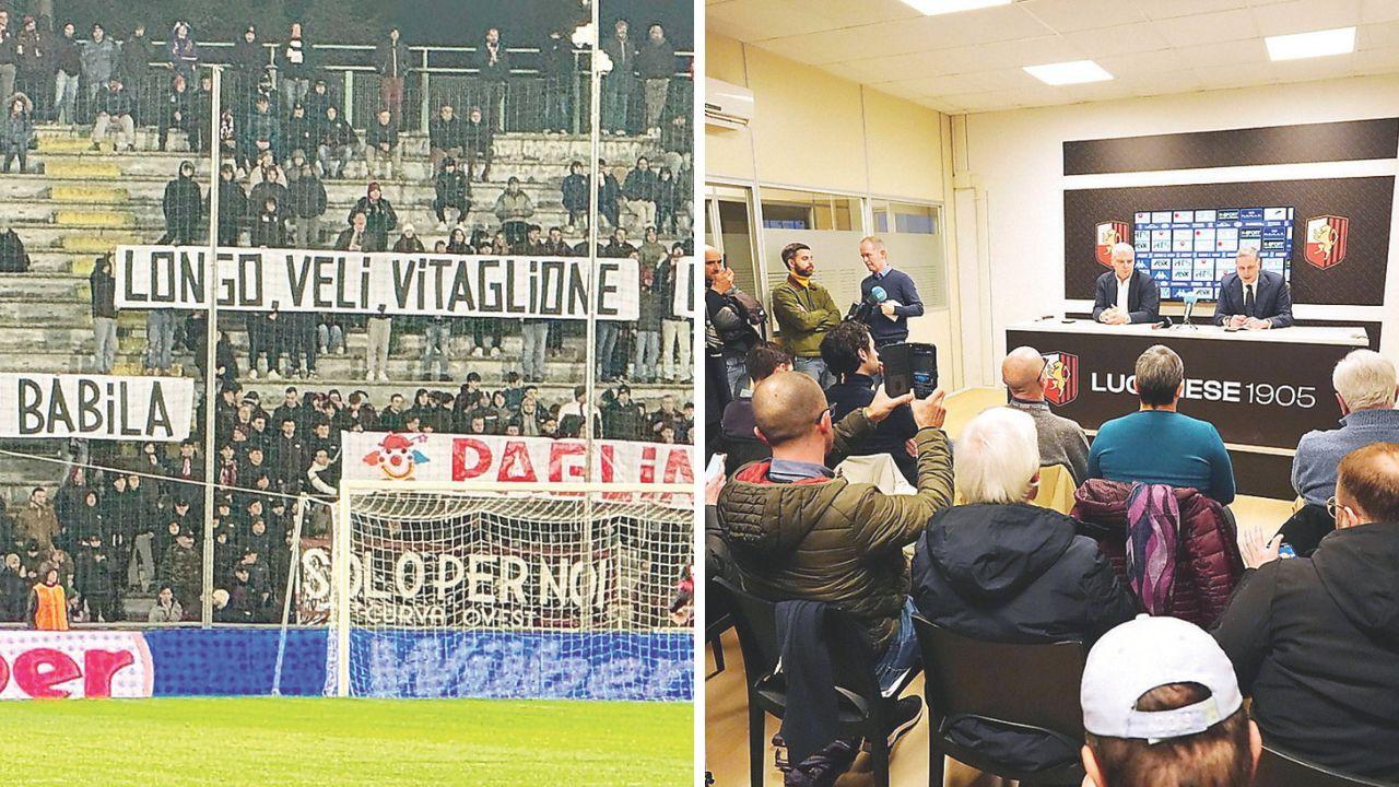 Uno striscione della Curva Ovest in cui si contestava Vitaglione e la conferenza della nuova società che rilevò il club dalla galassia del Gruppo Bulgarella alla quale Vitaglione non partecipò