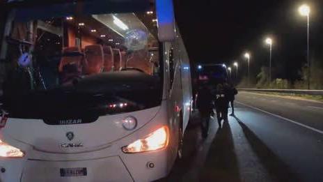 Il pullman dei tifosi del Pistoia basket