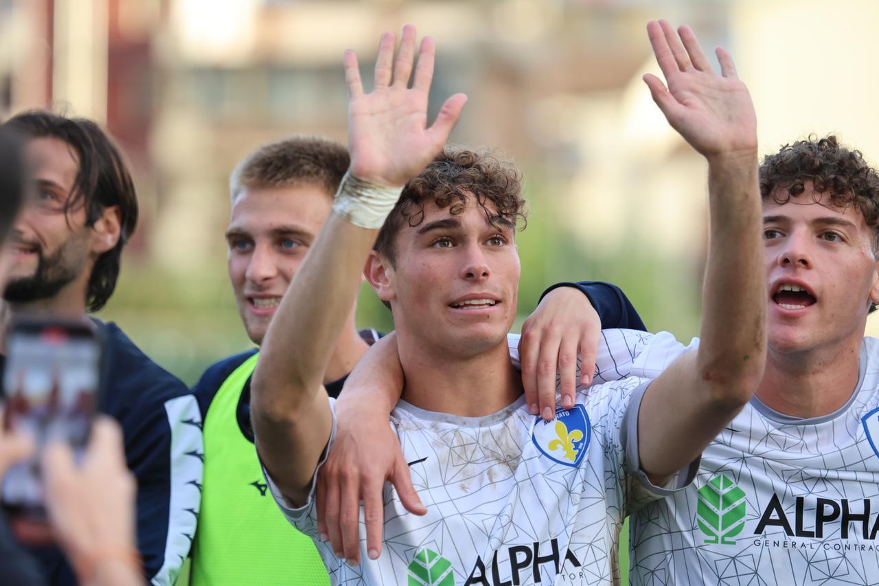 
	La gioia di Francesco Limberti al termine della partita (foto Giovanni Tarducci)

