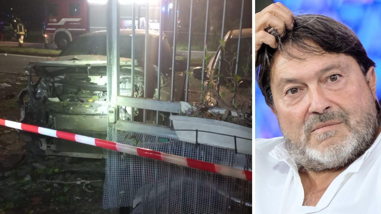 Le auto danneggiate dopo l'esplosione e Sigfrido Ranucci
	 