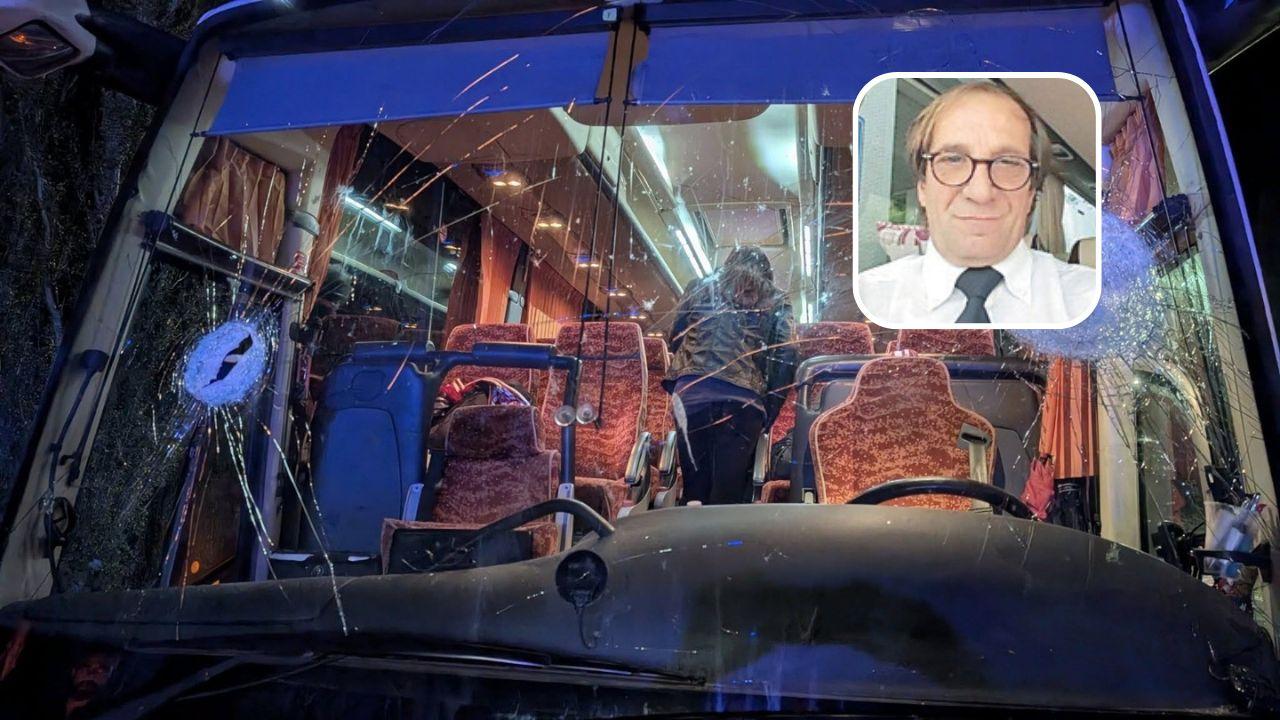 La vittima e il bus devastato
