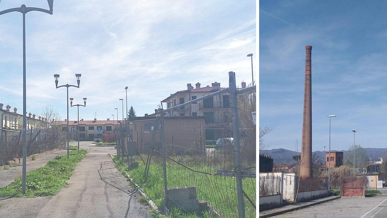 A sx una parte dell’area che comprende 45 unità residenziali, a dx la vecchia distilleria