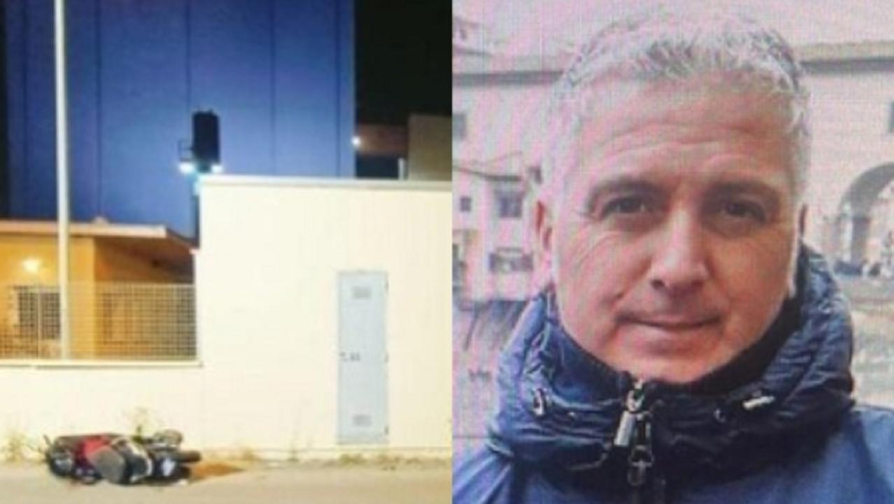 A sinistra il motorino guidato da Fabio Peluso dopo il tamponamento. A destra il 57enne deceduto