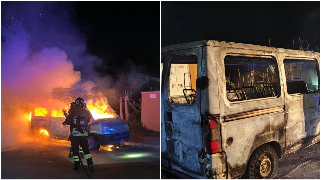 Le fiamme distruggono un furgone: indagini in corso