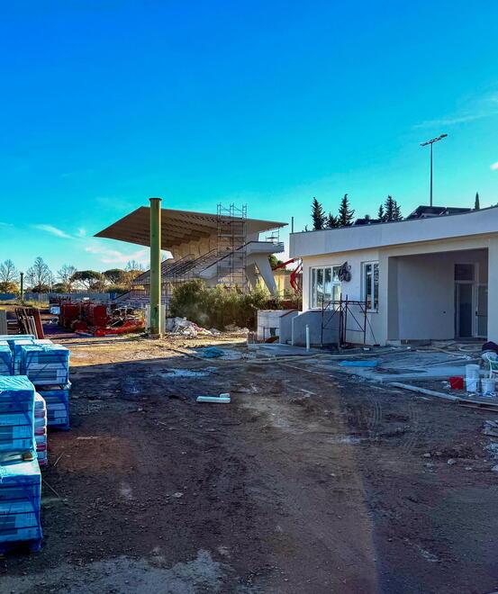 
	L'avanzamento del cantiere allo stadio Mariotti (foto Nucci)

