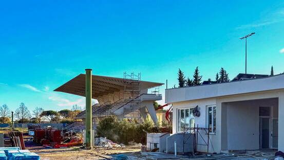 L'avanzamento del cantiere allo stadio Mariotti (foto Nucci)